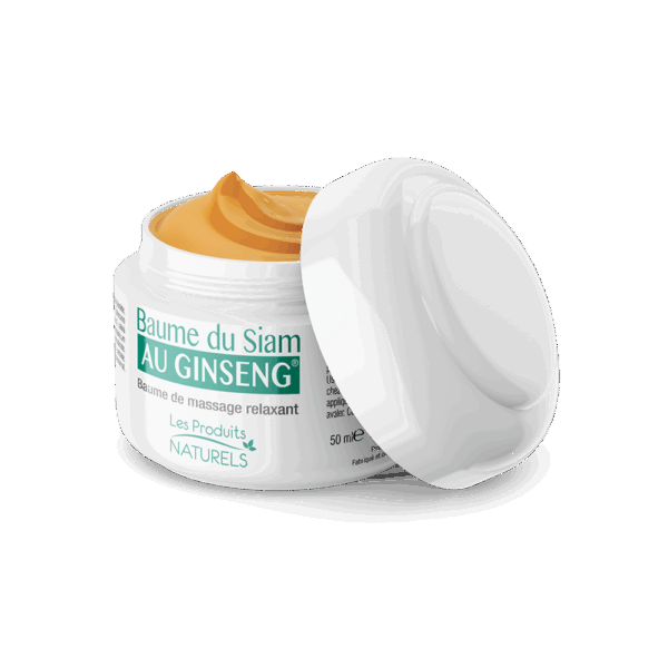 l'authentique Baume du siam au Ginseng en pot de 50 ml pour diminuer les douleurs et gonflements articulations endoloris et les muscles après l'effort